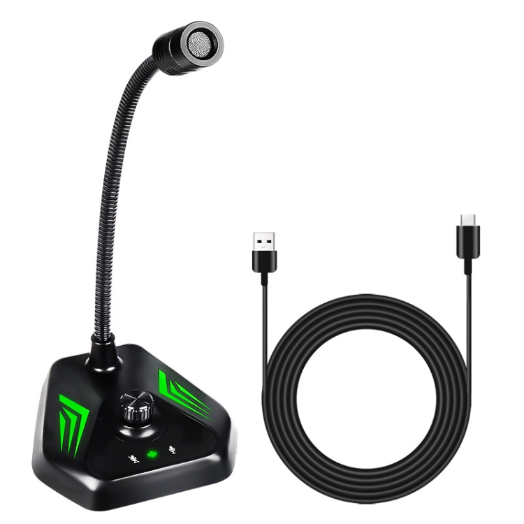 

MI520 Desktop Computer Gooseneck Condenser Microphone USB Version with RGB Breathing Lamp