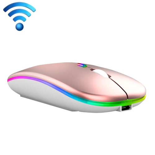 

C7002 2400DPI 4 Keys Colorful Luminous Wireless Mouse, Color: 2.4G Rose Gold