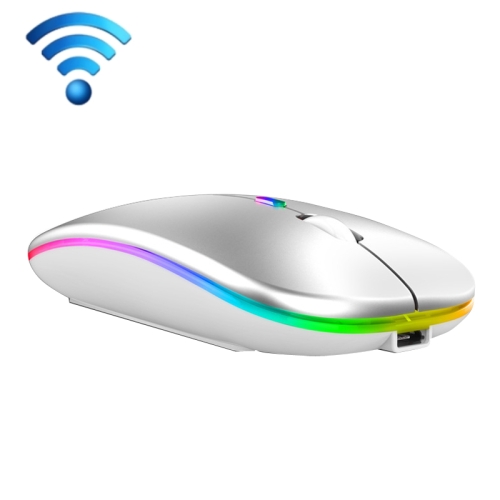 

C7002 2400DPI 4 Keys Colorful Luminous Wireless Mouse, Color: 2.4G Silver Gray