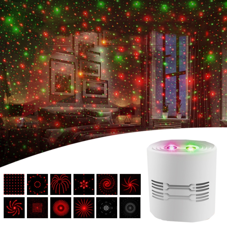 

C209 USB Charge Mini Laser Stage Atmosphere Light, Specification: 12 In 1 Style (White)