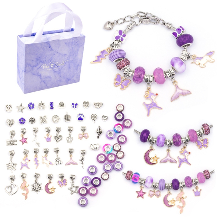 

TZ-05 63 In 1 Colorful Crystal Cartoon DIY Jewelry Children Bracelet(Purple Suit)