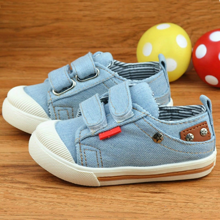 

Children Canvas Denim Sneakers Peas Shoes, Size:23(Light Blue)