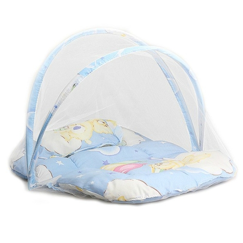 

Spring Summer Portable Foldable Baby Crib With Mosquito Net(Blue)