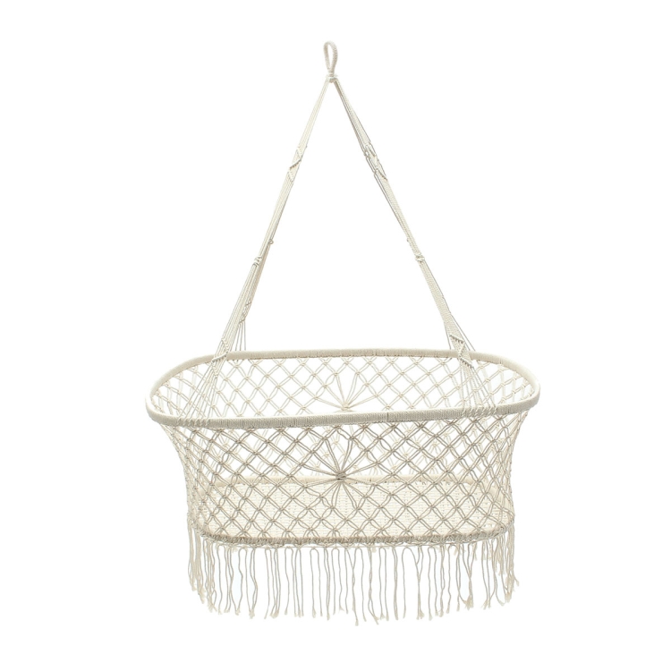 

White Cotton Baby Garden Hanging Hammock Baby Cribs Cotton Woven Rope Swing Patio Chair Seat Bedding Baby Care 90*87*57cm
