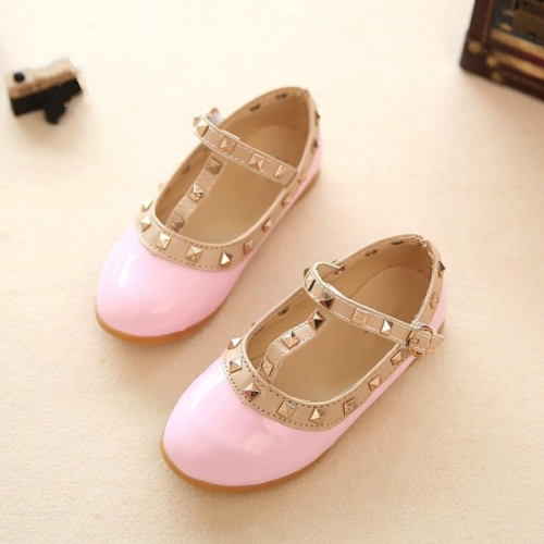 

Girls Leather Shoes Child Rivet Princess Dancing Shoes, Size:31(Pink)