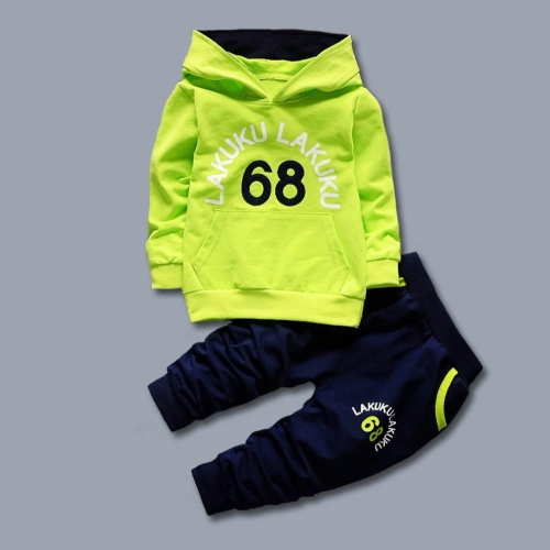 

Spring Casual Children Letter Hooded Sweater Set, Kid Size:90cm(Green)