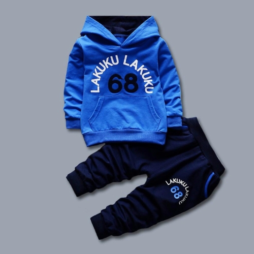 

Spring Casual Children Letter Hooded Sweater Set, Kid Size:120cm(Blue)