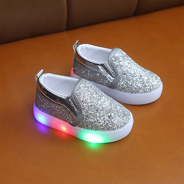 

Children Flash Sneakers Sequin Caual Shoes, Size:27(Silver)