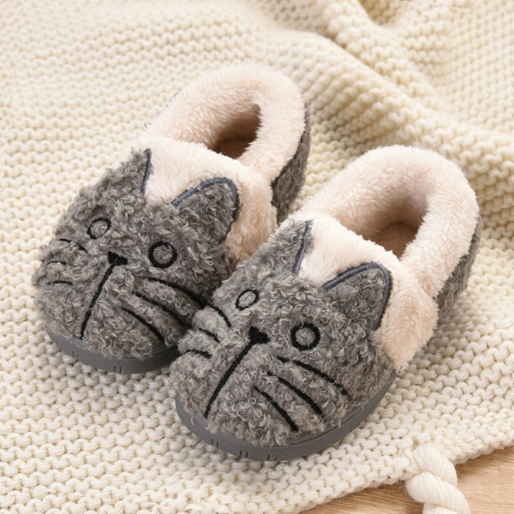 

Baby Toddler Shoes Cotton Shoes Winter Children Keep Warm Slippers, Size:14(Gray)