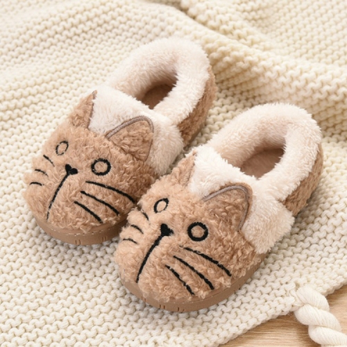 

Baby Toddler Shoes Cotton Shoes Winter Children Keep Warm Slippers, Size:17(Khaki)