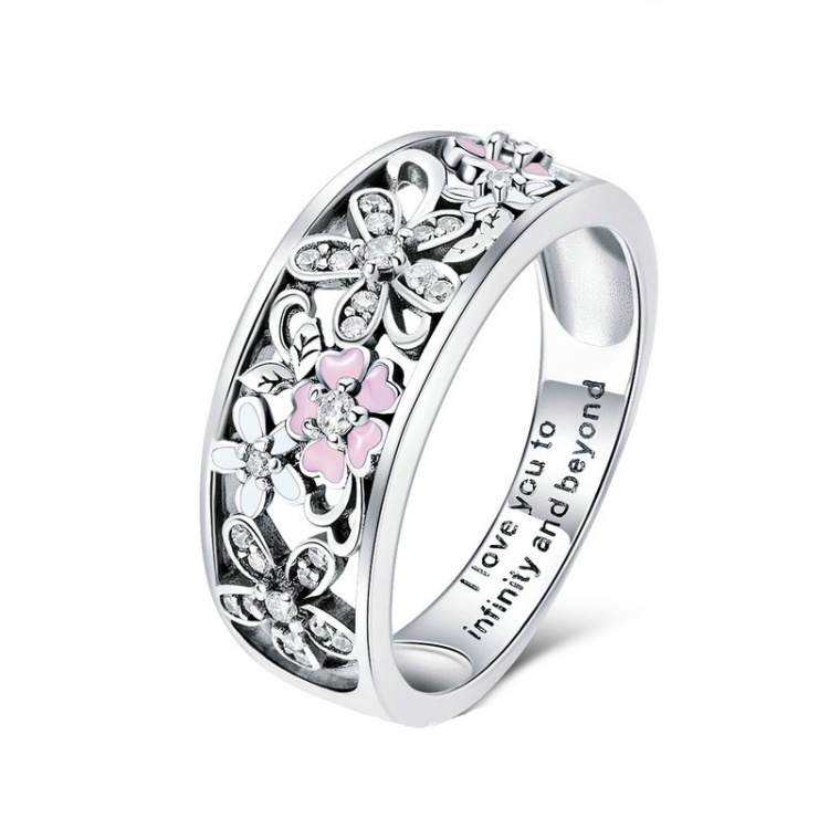

Fashion 925 Sterling Silver Daisy Flower Finger Rings for Women Wedding Engagement Jewelry, Ring Size:7