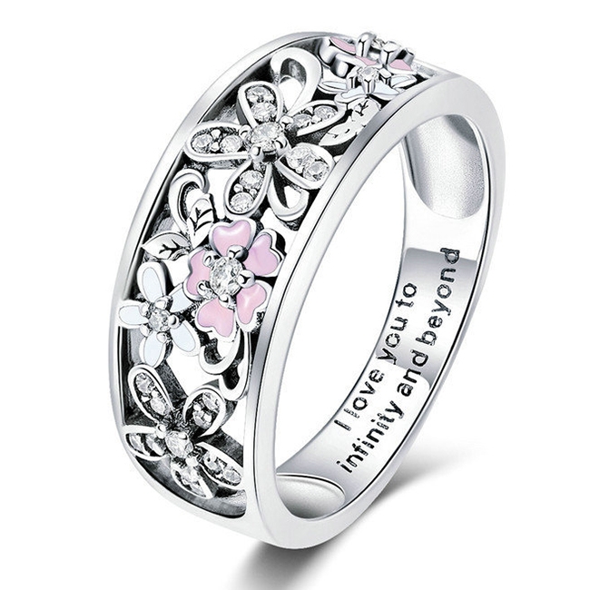 

Fashion 925 Sterling Silver Daisy Flower Finger Rings for Women Wedding Engagement Jewelry, Ring Size:9