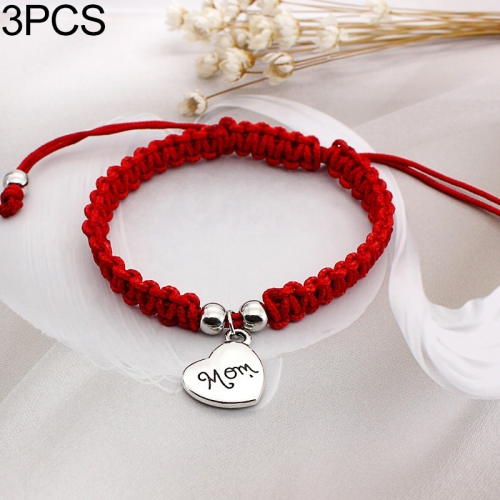 

3 PCS Family Bless Thread Red Bracelet For Women MOM Bracelet Rope