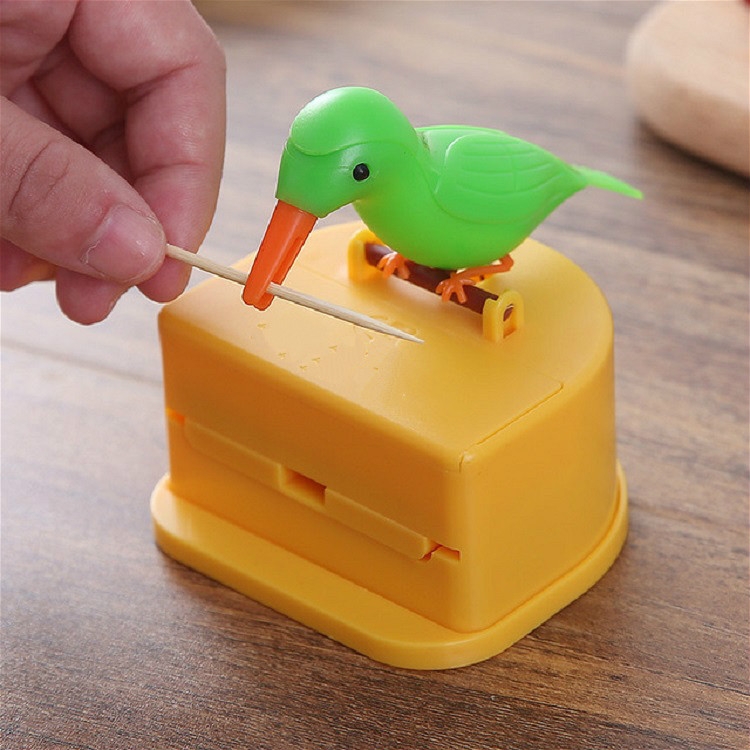 

Bird Automatic Pressing Toothpick Holder Smart Toothpick Dispenser(Green Bird)
