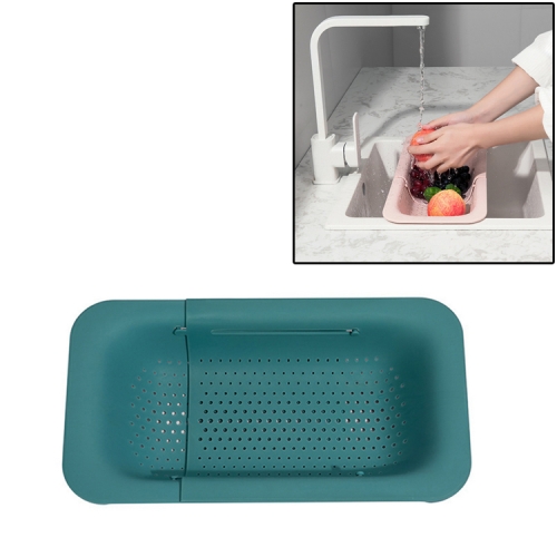 

Retractable Plastic Drain Basket Sink Rack Kitchen Sink Vegetable Washing Basket(Green)