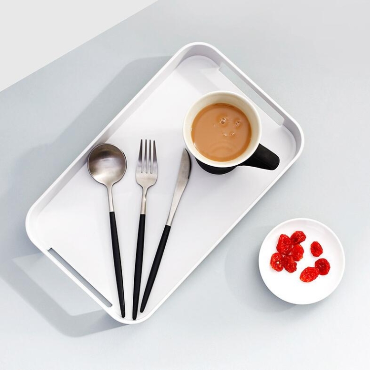 

Household Rectangular Plastic Storage Box Fruit Cutlery Tray(White)