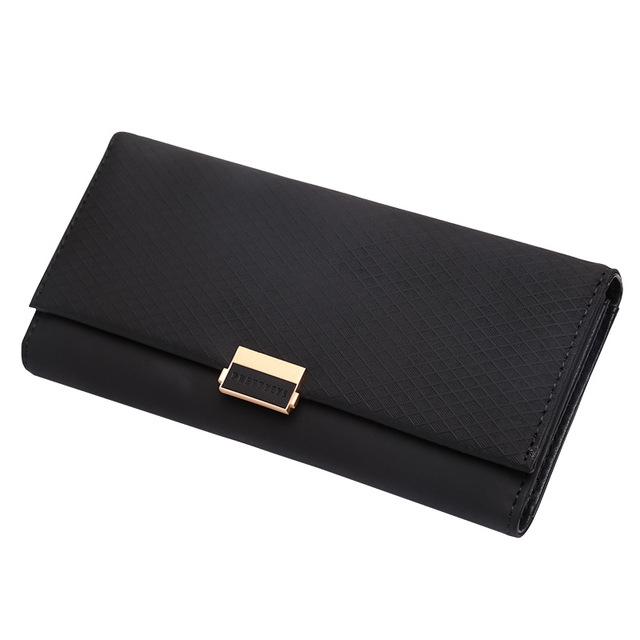 

Plaid Wallet Zipper Female Coin Purses for Girls(Black)