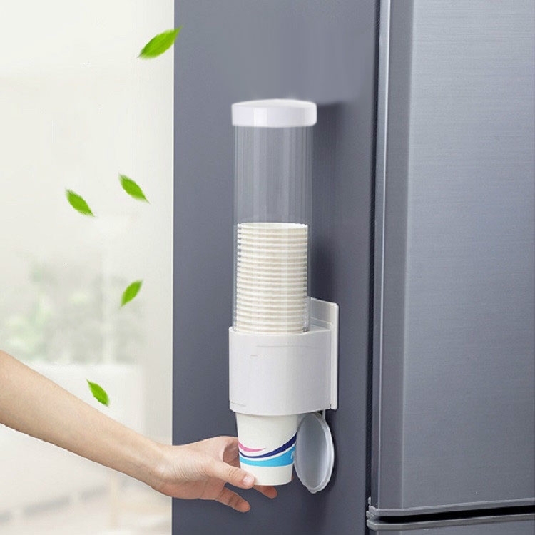 

Household Disposable Cup Holder Wall-mounted Rack Convenient Dustproof Automatic Cup Taker, Specification:Small White