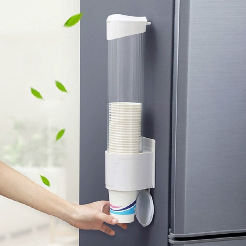 

Household Disposable Cup Holder Wall-mounted Rack Convenient Dustproof Automatic Cup Taker, Specification:Large White