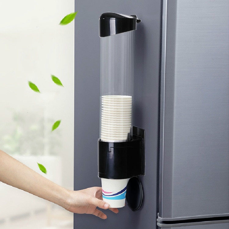 

Household Disposable Cup Holder Wall-mounted Rack Convenient Dustproof Automatic Cup Taker, Specification:Large Black