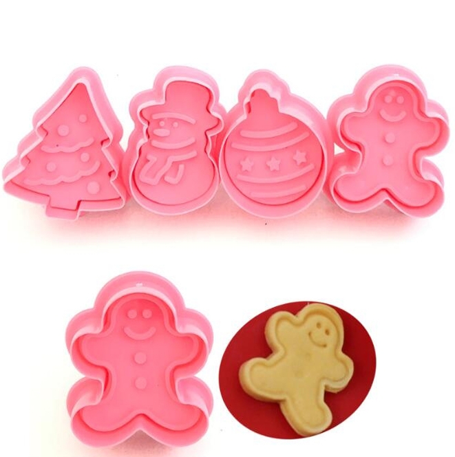 

8 PCS Fondant Cake Tool Christmas Cookie Spring Stamper(Pink)