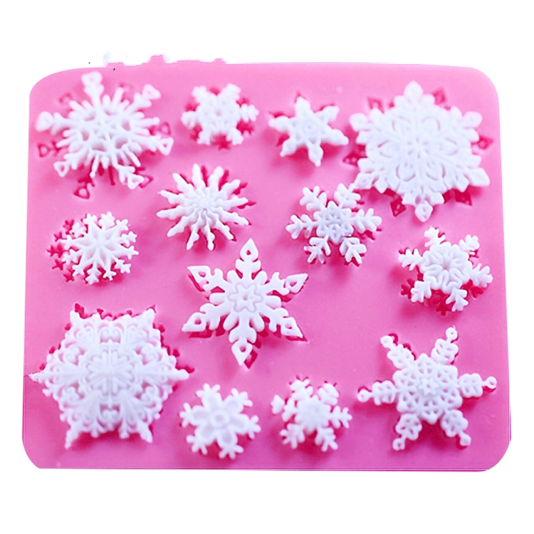 

2 PCS DIY Fondant Cake Mold Snowflake Silicone Mold(Pink)