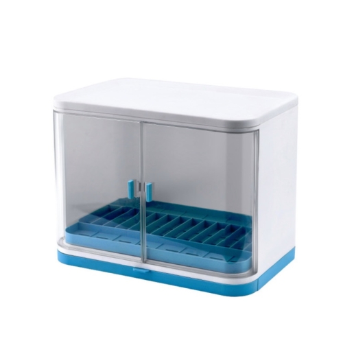 

Tableware Storage Box Drain Rack Plastic Cupboard With Lid, Style:Single Layer