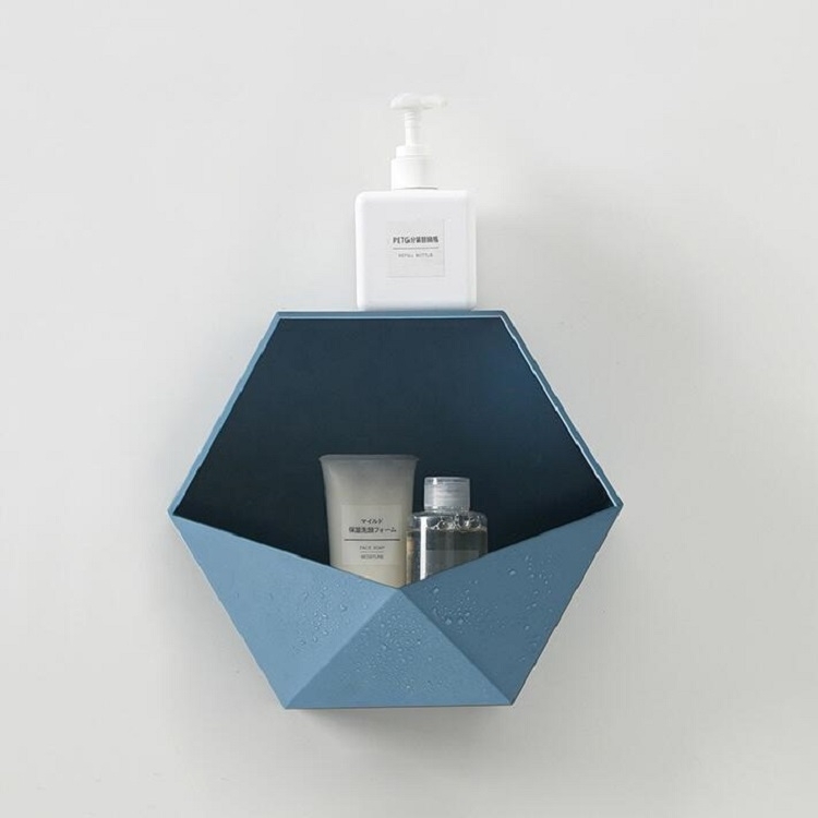 

Geometric Hexagonal Wall Shelf Decoration Bathroom Wall Hanging Storage Rack(Blue)