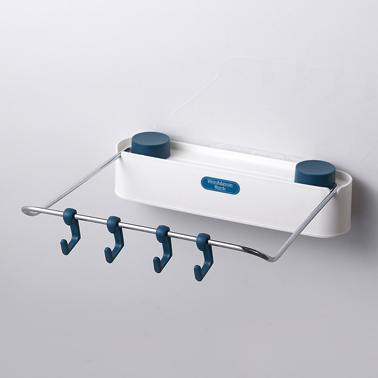 

Bathroom Folding Storage Rack Multifunctional Hook Finishing Rack(Blue)