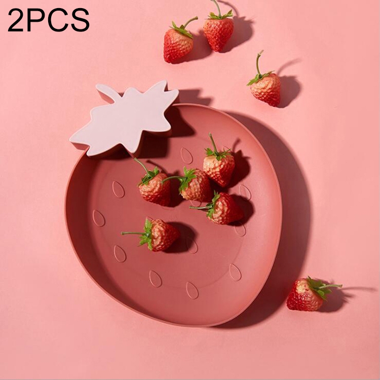 

2 PCS Creative Strawberry Shape Living Room Home Candy Dish Fruit Plate(Red)