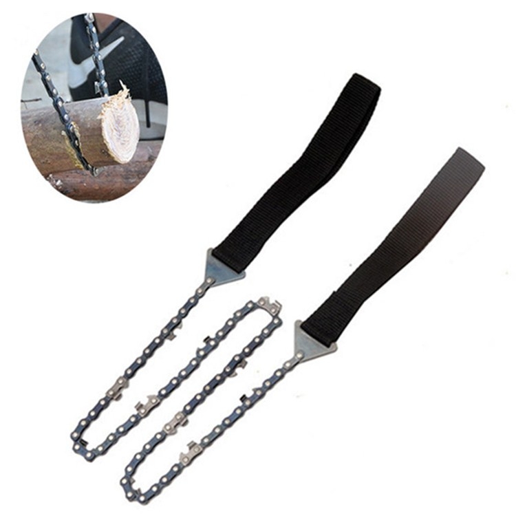 

Outdoor Portable Hand-held Wire Saw Field Survival Manganese Steel Chain Saw Multifunctional Logging Saw(11 Teeth Black)
