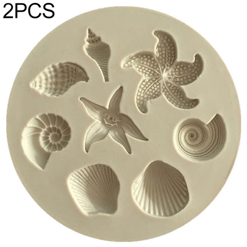 

2 PCS Marine Element Mould Sea Star Conch Shell Model Silicone Cake Fondant Tool(Gray)