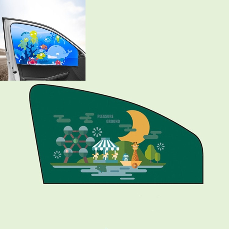 

Car Cartoon Magnetic Sunshade Sunscreen Telescopic Collapsible Sunshield, Size:Driving(Amusement Park)