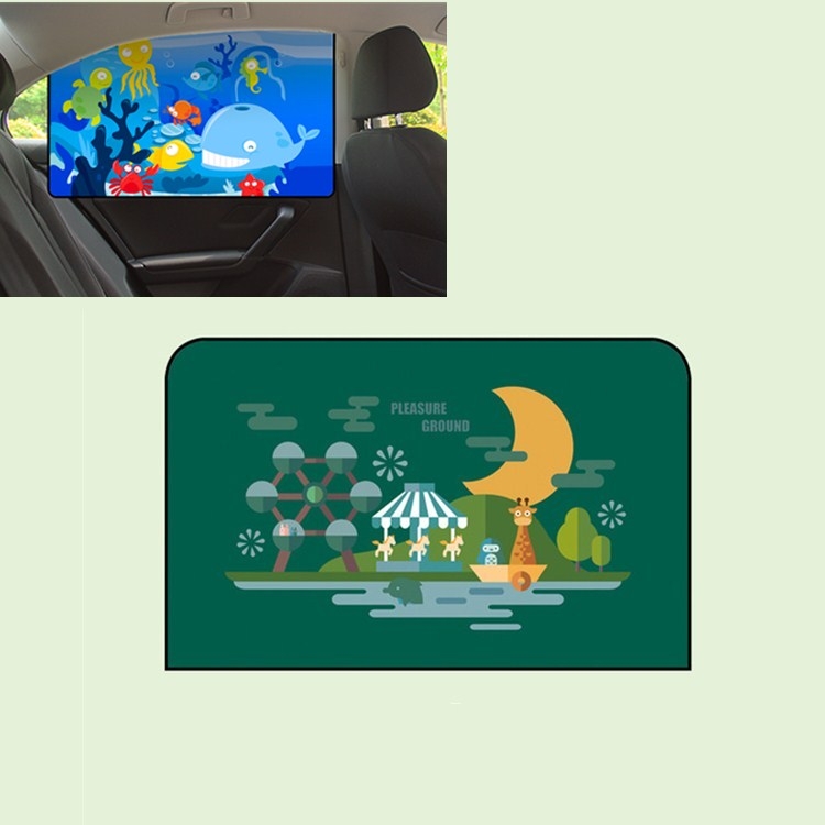 

Car Cartoon Magnetic Sunshade Sunscreen Telescopic Collapsible Sunshield, Size:Rear Square(Amusement Park)