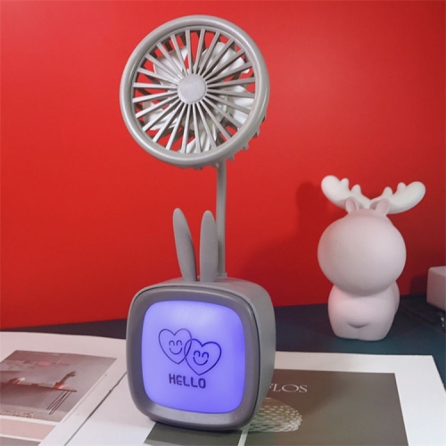 

USB Rechargeable Atmosphere Light Electric Fan Mini Portable Desktop Office Desk Fan, Style:Rabbit(Random Color)