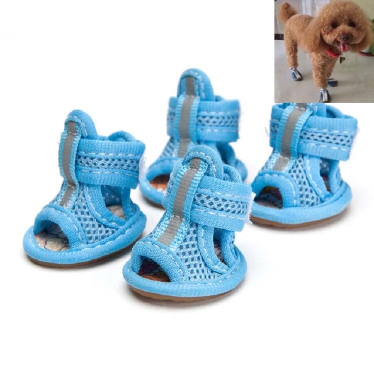 

Tendon Bottom Mesh Pet Anti-skid Sandals, Size:1: 13.5x4.5cm(Blue)