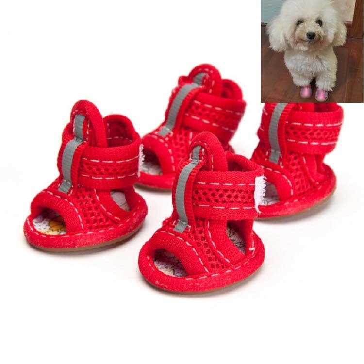 

Tendon Bottom Mesh Pet Anti-skid Sandals, Size:4: 5.0x6.0cm(Big Red)