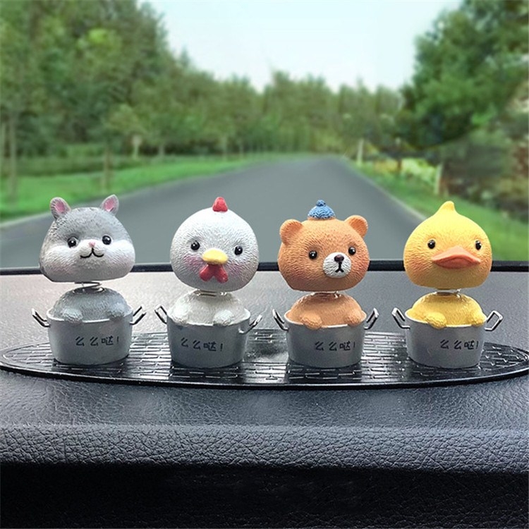 

4 In 1 Cute Animal Group Cactus Small Potted Spring Car Decoration, Size:L, Color:Animals Park
