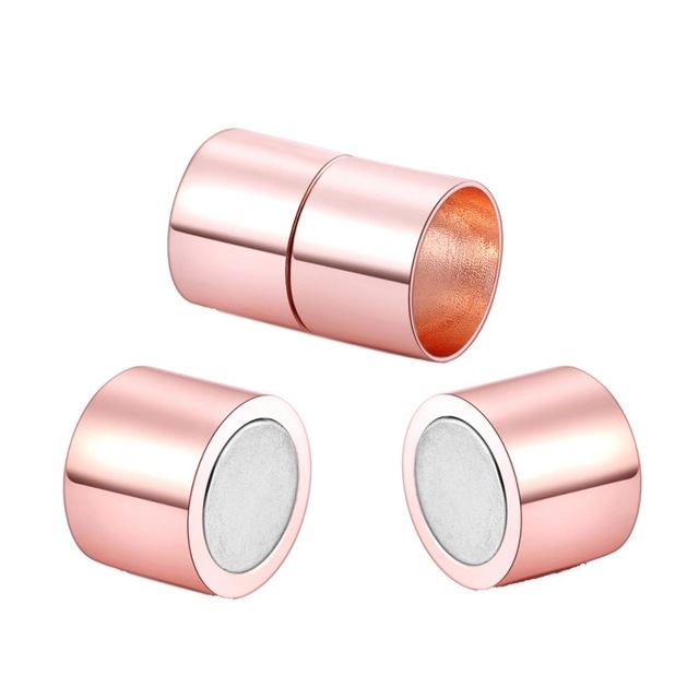 

10 PCS DIY Handmade Jewelry Accessories Cylindrical Magnet Buckle Leather Rope Bracelet Necklace Magnetic Buckle, Size:3mm(Rose Red)