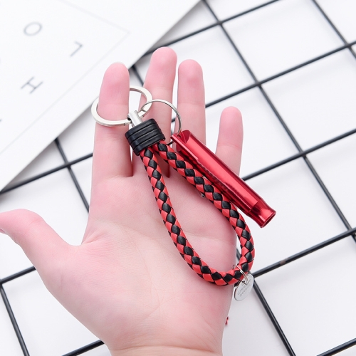 

6 PCS Multi-Function Whistle Keychain Men Key Ring Pendant With Rope(Black Red Rope+Red Whistle)