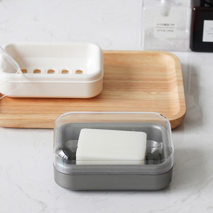 

3 PCS Bathroom Drain Transparent Waterproof Soap Dish with Cover , Random Color Delivery