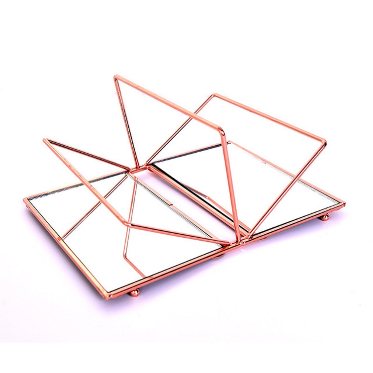 

Wrought Iron Cosmetic Jewelry Rack Desktop Lipstick Ring Necklace Earring Rack(Rose Gold)
