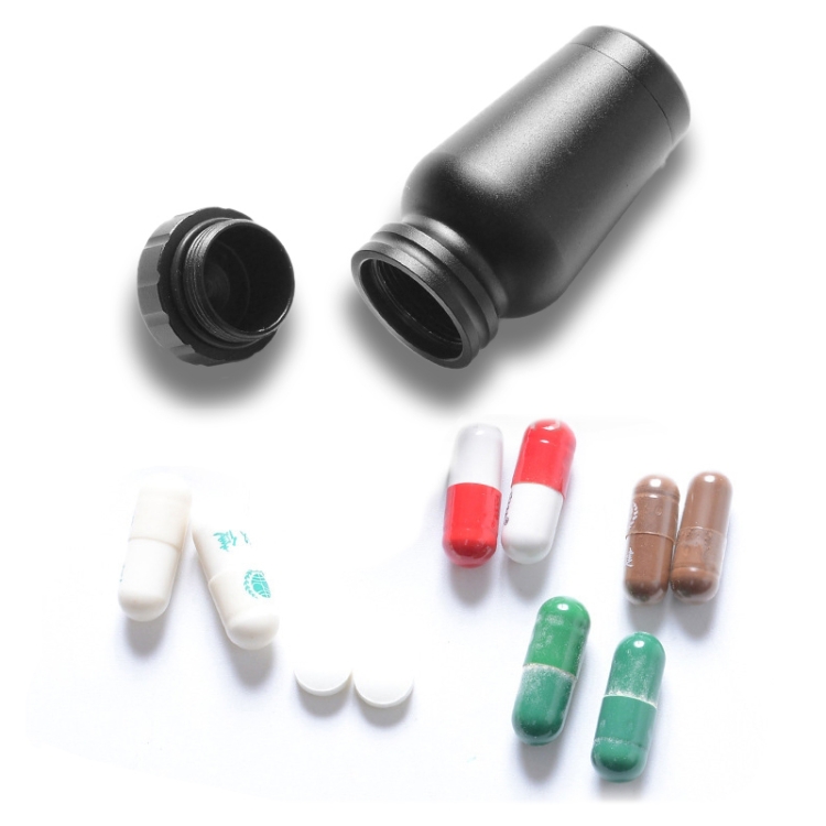 

Aluminum Alloy Waterproof First Aid Pill Bottle(Black)