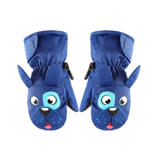 

Children Gloves Cartoon Animal Shape Plus Velvet Waterproof Windproof Halter Mittens Gloves, Size:S(Blue)