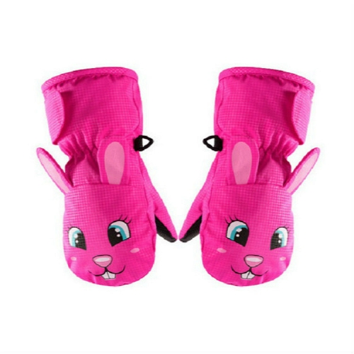 

Children Gloves Cartoon Animal Shape Plus Velvet Waterproof Windproof Halter Mittens Gloves, Size:M(Rose Red)