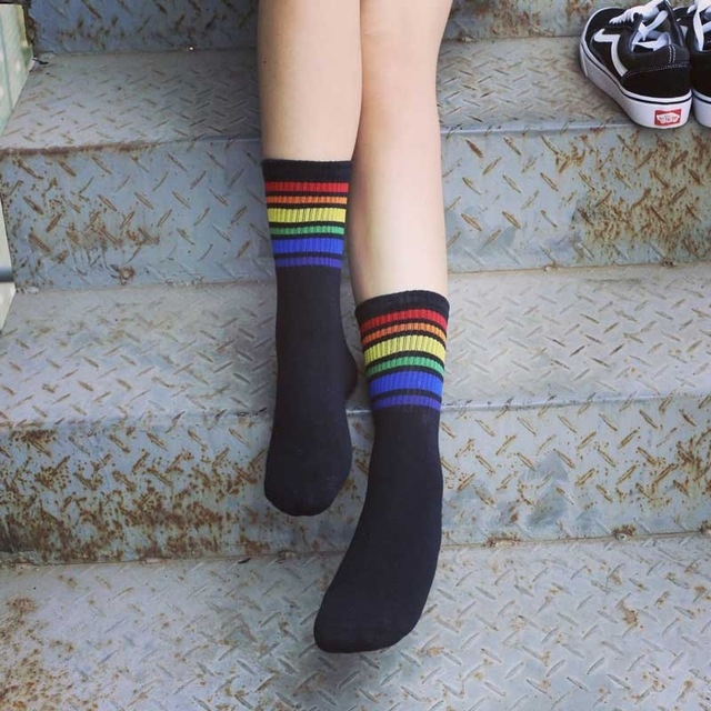 

3 Pairs Children Fashion White Cotton Cocks Hipster Cartoon Colored Ankle Socks Female, Size:42cm(Black)