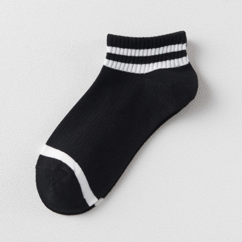 

20 Pairs College Wind Striped Boat Socks Women Casual Cute Socks(Black)