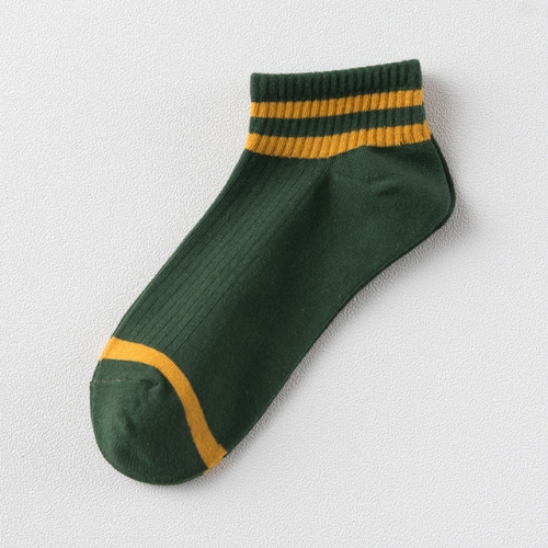 

20 Pairs College Wind Striped Boat Socks Women Casual Cute Socks(Dark Green)