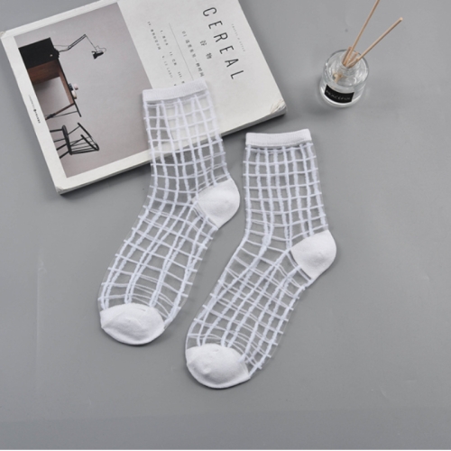 

10 Pairs Sexy Lace Mesh Fiber Transparent Stretch Socks(square white nude socks)