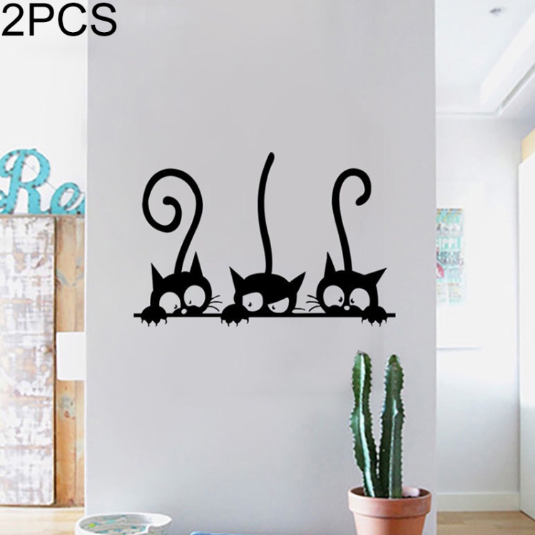 

2 PCS Lovely Black Cute Cats Wall Sticker, Size:30x20cm